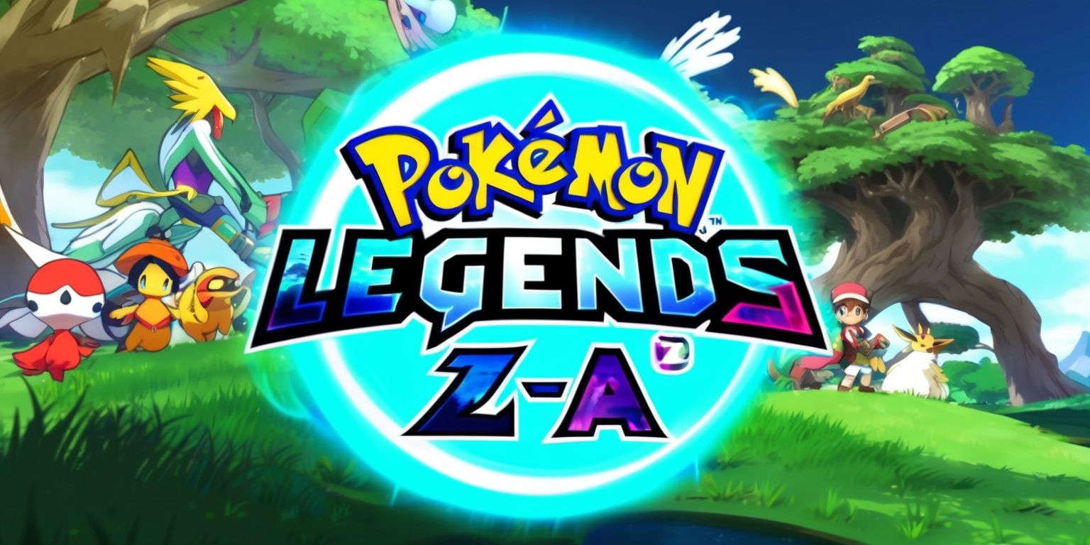 A vibrant digital illustration depicting the logo of Pokémon Legends: Z-A DLC, with the words Pokémon Legends written in a bold, modern font and the letters Z-A highlighted in a bright, electric blue color, set against a stylized background featuring iconic Pokémon characters and elements from the game, including lush green landscapes, towering trees, and mythical creatures, with the overall design exuding a sense of adventure, exploration, and fantasy, and incorporating subtle textures and visual effects to give the image a dynamic, high-energy feel, with the title and logo prominently displayed in the center of the composition, surrounded by a subtle glow effect to emphasize its importance.